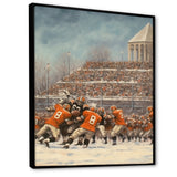 Orange 1970S Football Clash I - Football Canvas Wall Art