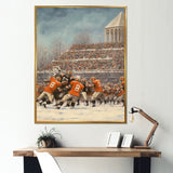 Orange 1970S Football Clash I - Football Canvas Wall Art