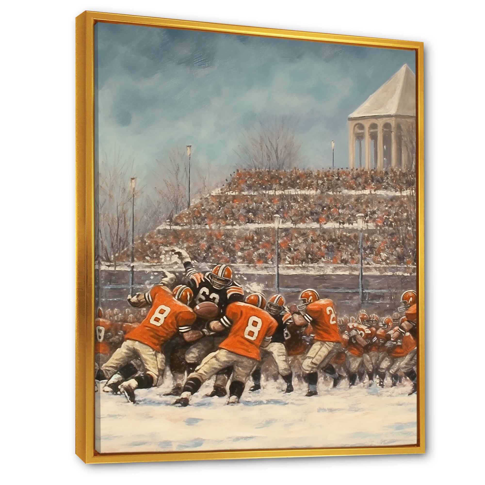 Orange 1970S Football Clash I - Football Canvas Wall Art
