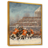 Orange 1970S Football Clash I - Football Canvas Wall Art