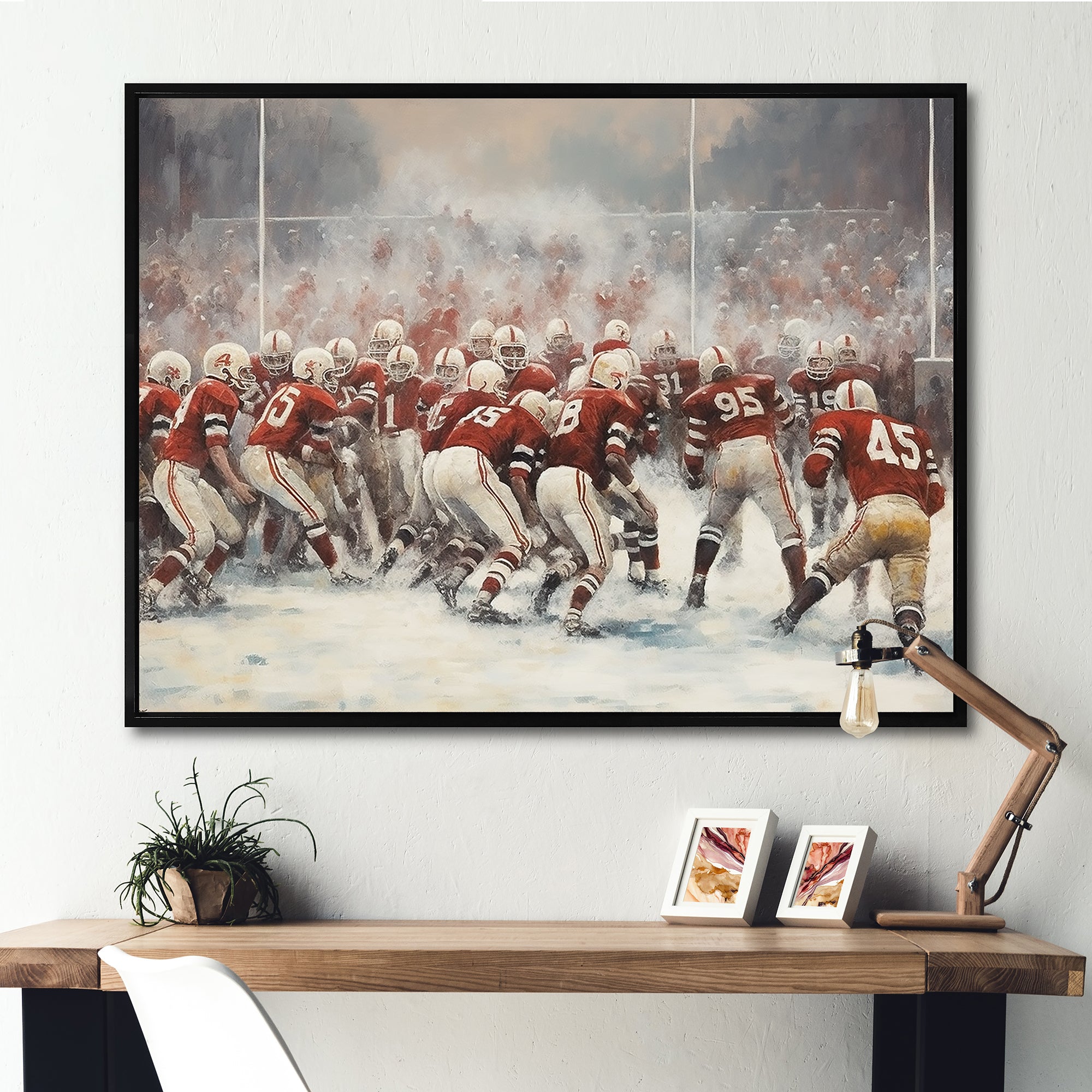 Red Sporting Football Game - Sport Football Canvas Wall Art