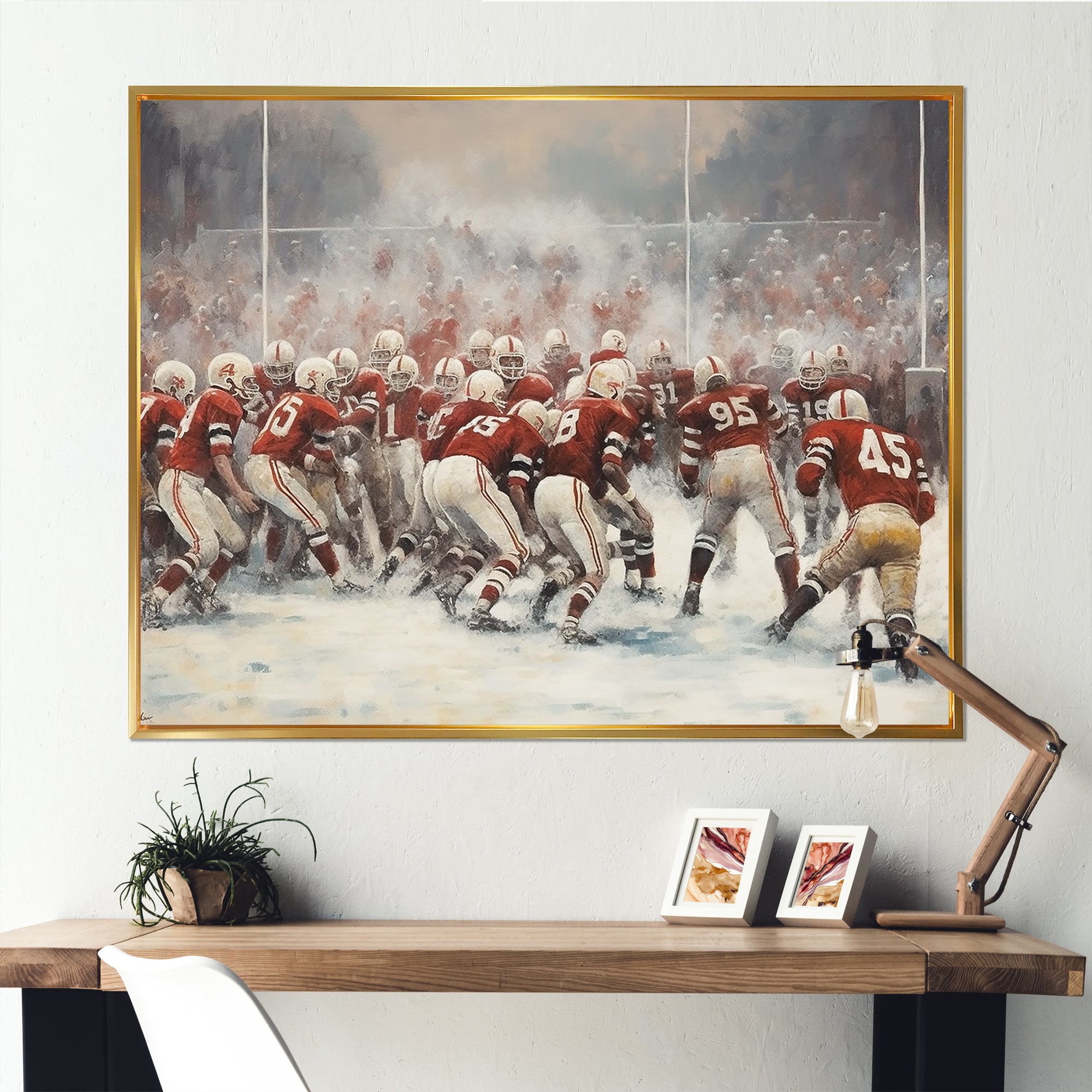 Red Sporting Football Game - Sport Football Canvas Wall Art