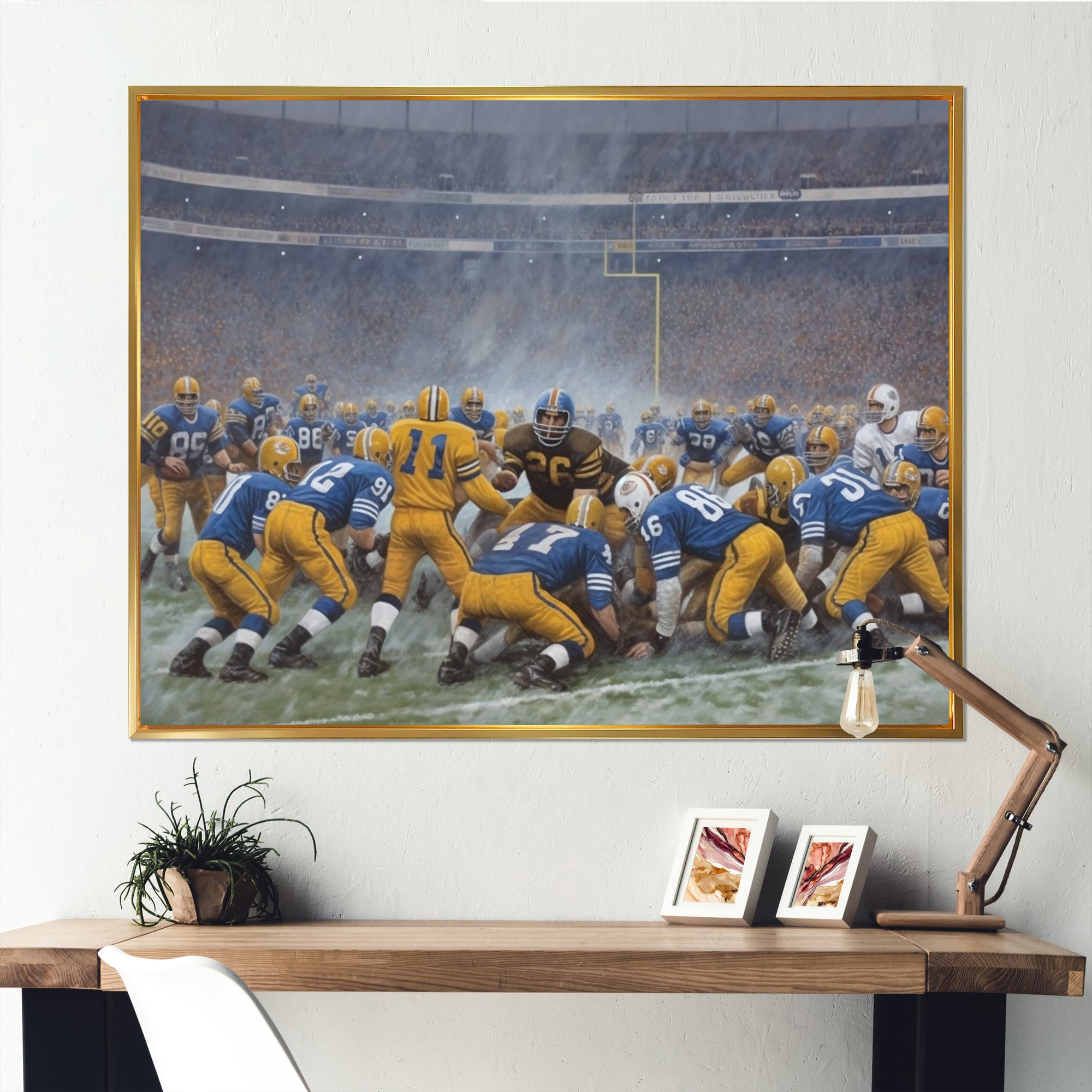 Blue Sporting Football Game - Sport Football Canvas Wall Art