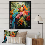 Blue Parrot jungle Paradise - Parrot Framed Canvas Art