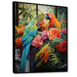 Blue Parrot jungle Paradise - Parrot Framed Canvas Art
