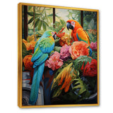 Blue Parrot jungle Paradise - Parrot Framed Canvas Art