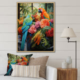 Blue Parrot jungle Paradise - Parrot Framed Canvas Art