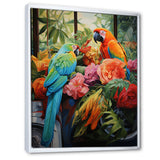Blue Parrot jungle Paradise - Parrot Framed Canvas Art