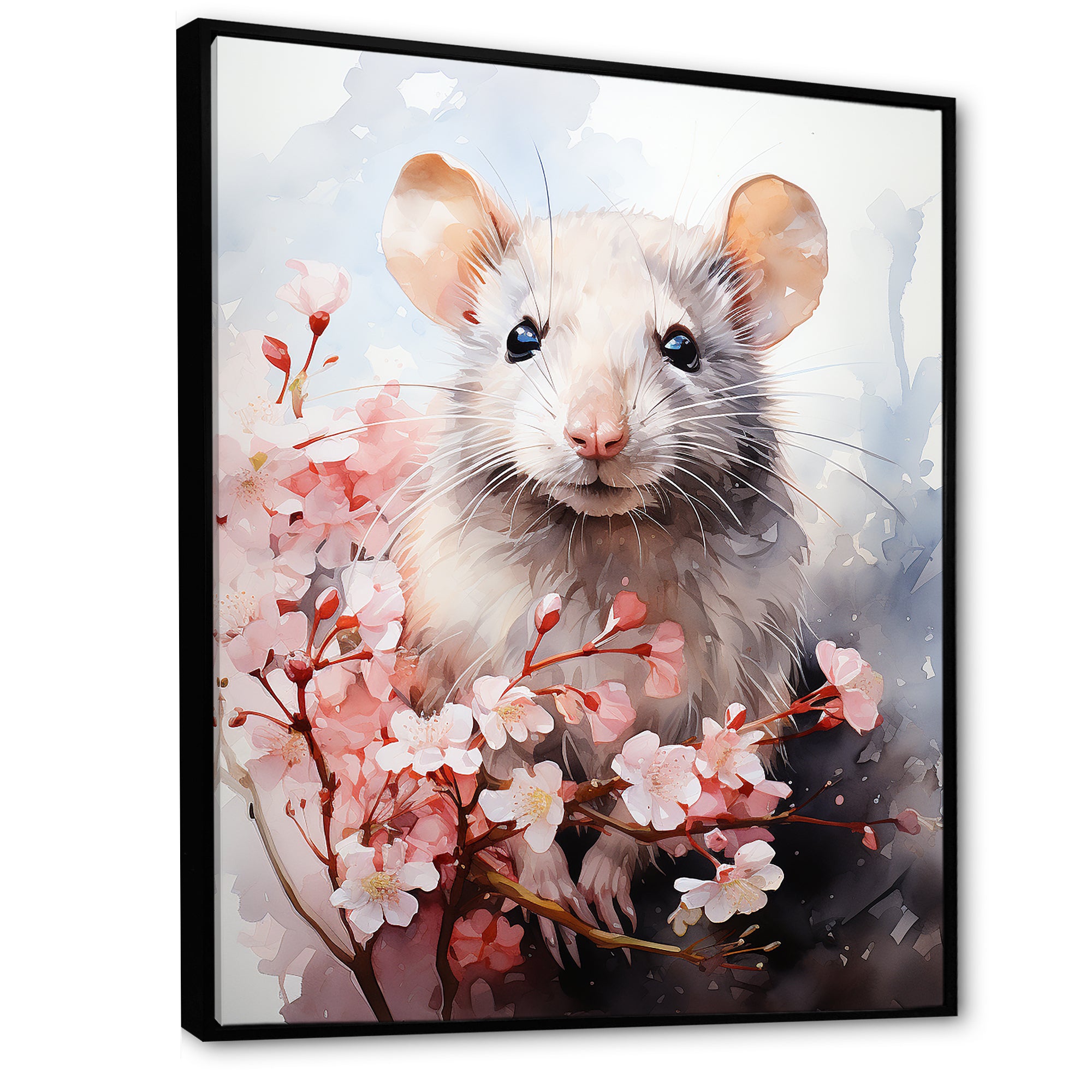 Rats floral Portrait blooms - Rodent Bedroom Wall Art