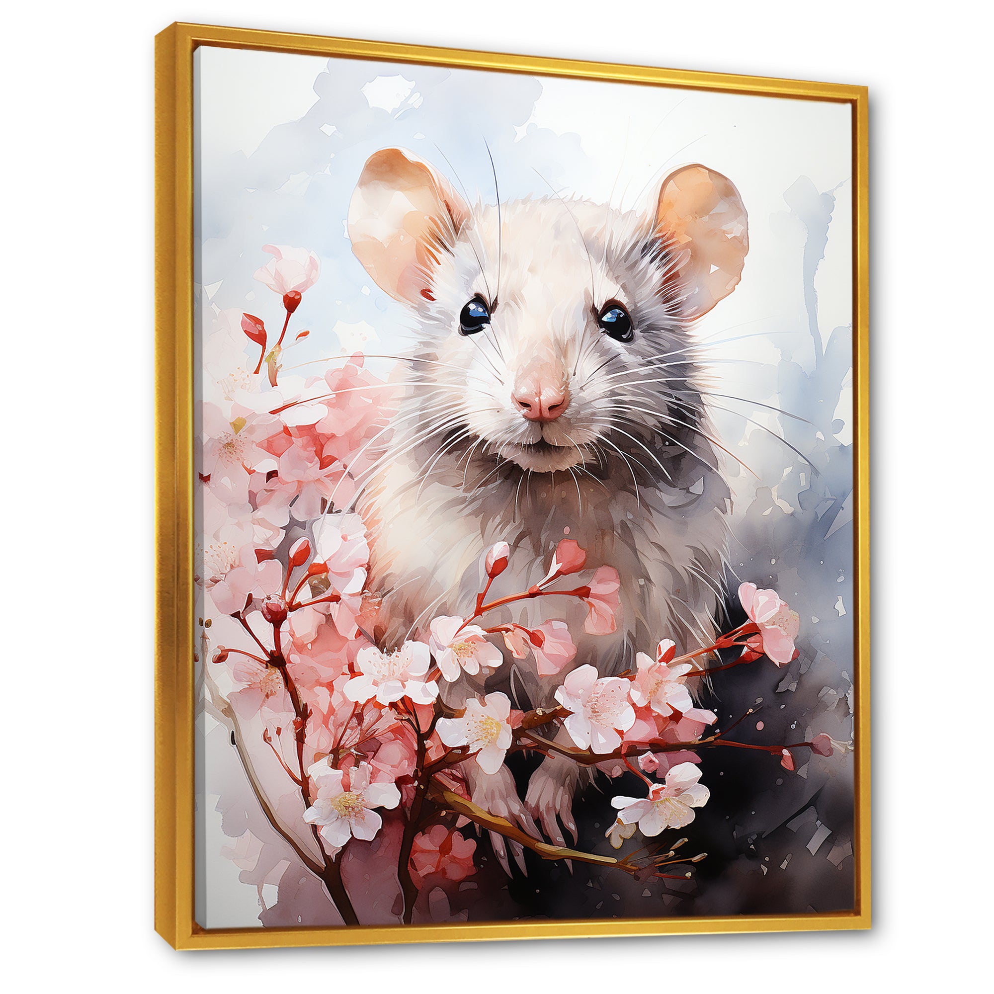 Rats floral Portrait blooms - Rodent Bedroom Wall Art