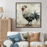 Grey Roosters Farm yard freedom - Rooster Canvas Wall Art