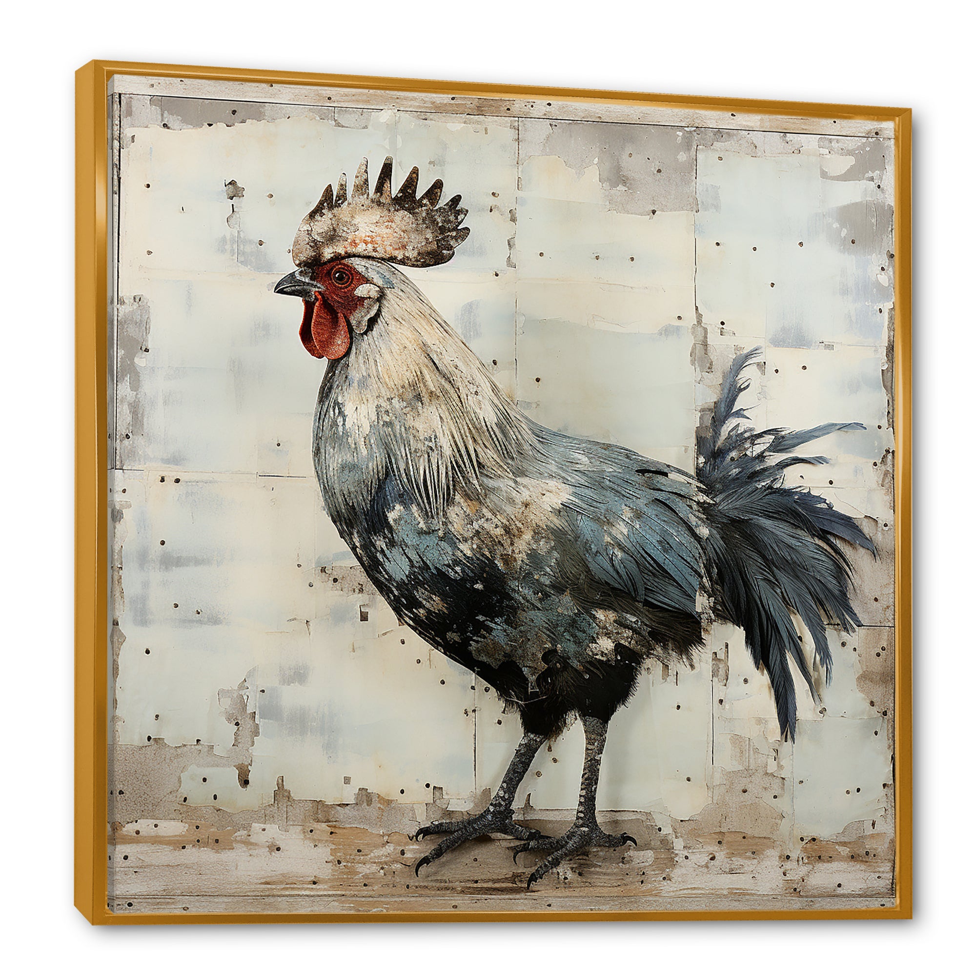 Grey Roosters Farm yard freedom - Rooster Canvas Wall Art