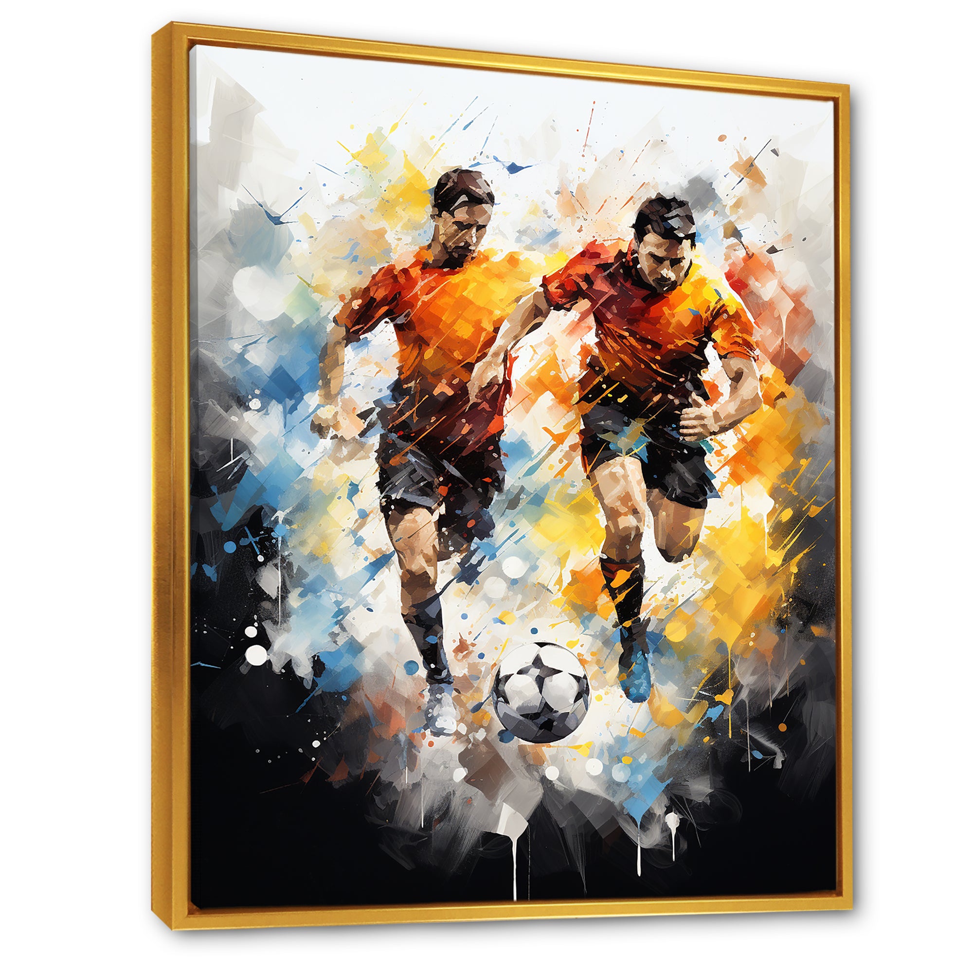 Abstract Soccer Players During Game I - Soccer Canvas Wall Art