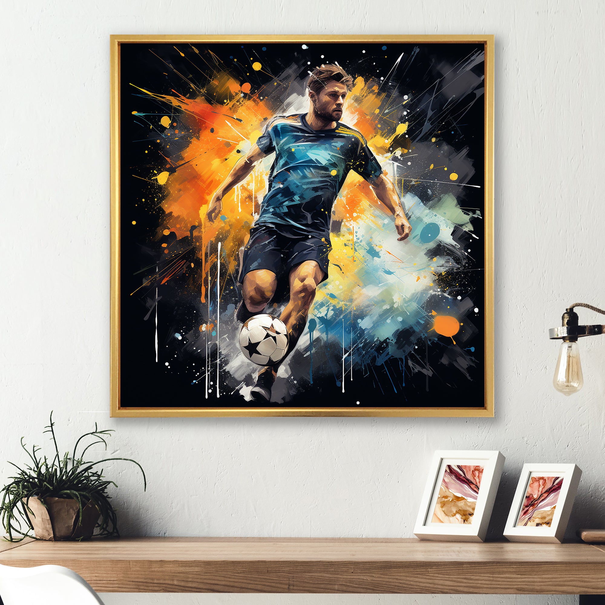 Green And Yellow Soccer Player I - Soccer Canvas Wall Art
