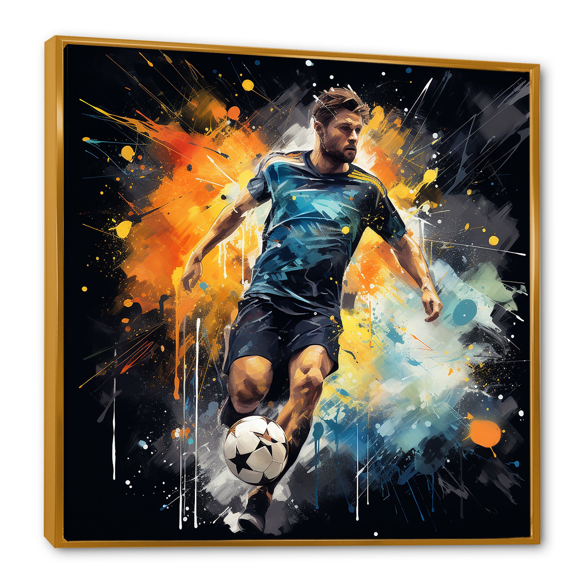 Green And Yellow Soccer Player I - Soccer Canvas Wall Art
