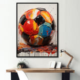 Red And Orange Soccer Ball - Soccer Canvas Wall Art