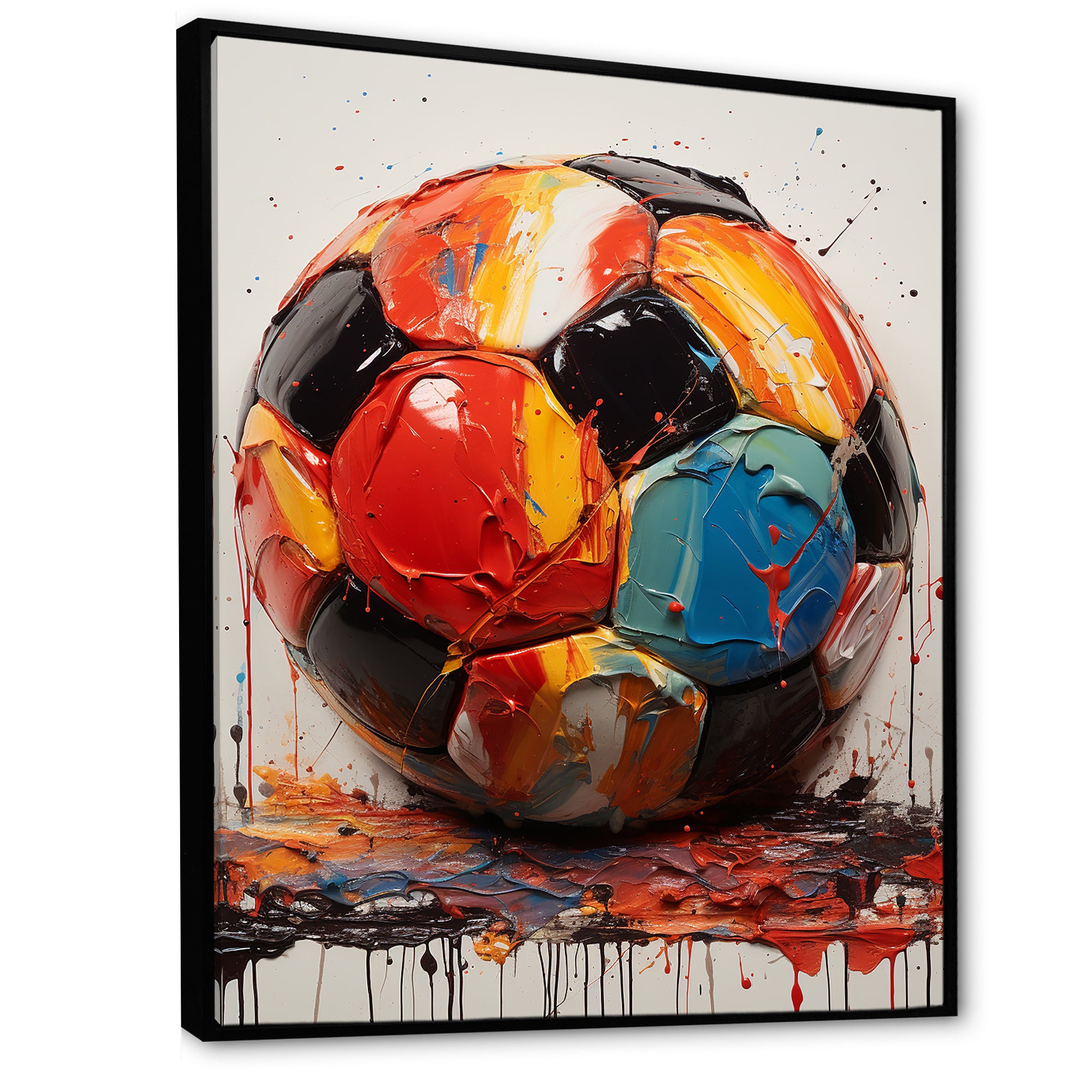 Red And Orange Soccer Ball - Soccer Canvas Wall Art