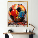Red And Orange Soccer Ball - Soccer Canvas Wall Art