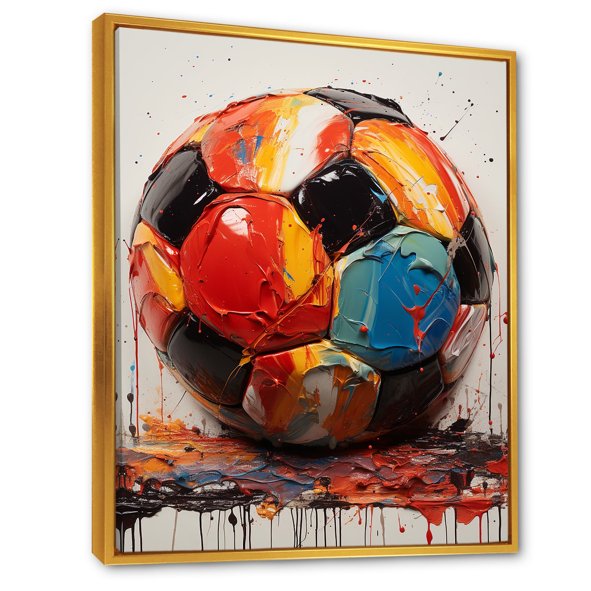 Red And Orange Soccer Ball - Soccer Canvas Wall Art