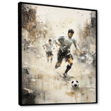 Grey Minimalist Soccer Encounter I - Soccer Canvas Wall Art