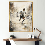 Grey Minimalist Soccer Encounter I - Soccer Canvas Wall Art