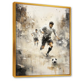 Grey Minimalist Soccer Encounter I - Soccer Canvas Wall Art