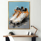 Grey And Orange Soccer Shoes - Soccer Canvas Wall Art