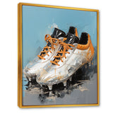 Grey And Orange Soccer Shoes - Soccer Canvas Wall Art