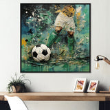 Green Abstract Soccer Player - Soccer Canvas Wall Art