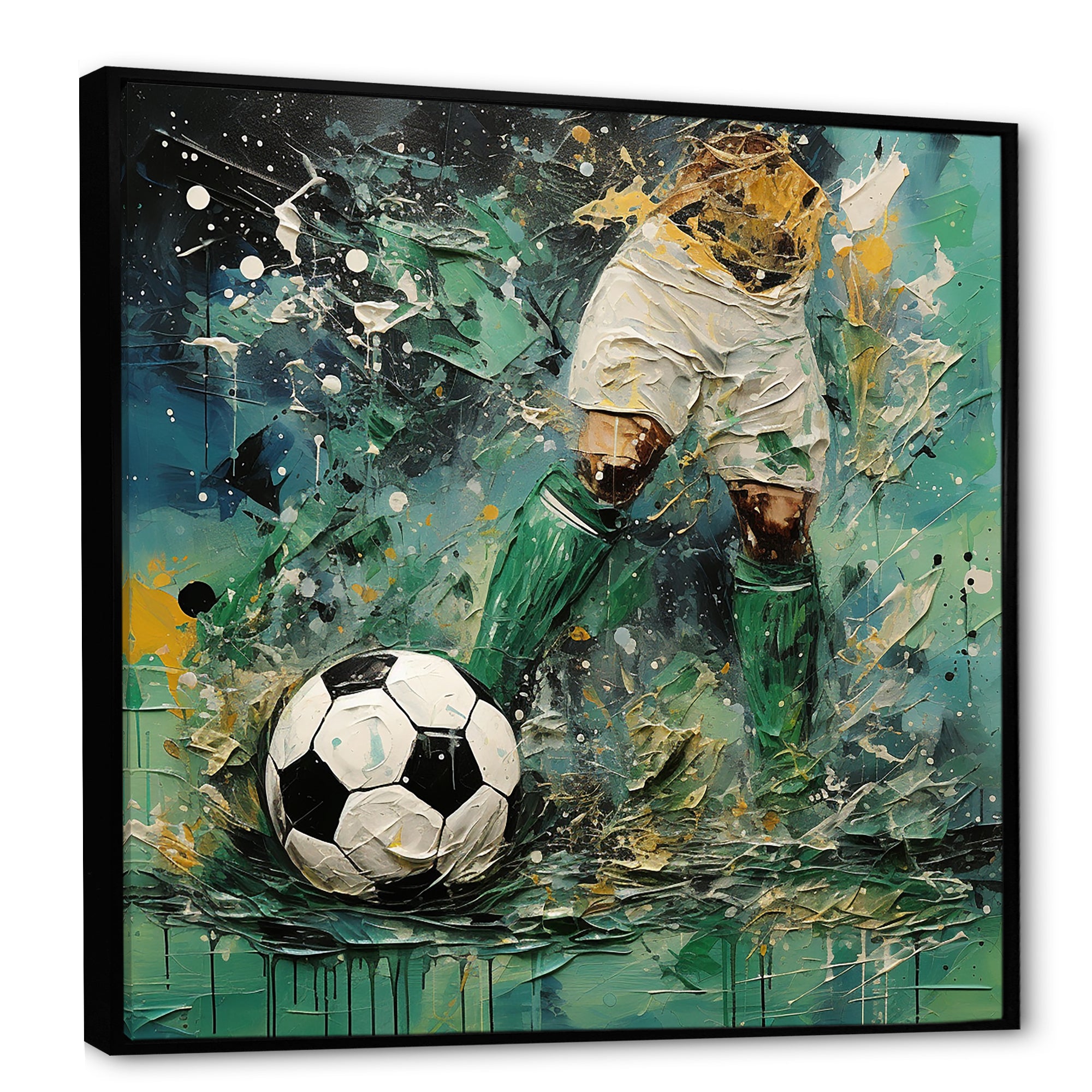 Green Abstract Soccer Player - Soccer Canvas Wall Art