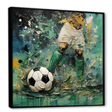Green Abstract Soccer Player - Soccer Canvas Wall Art