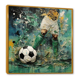 Green Abstract Soccer Player - Soccer Canvas Wall Art