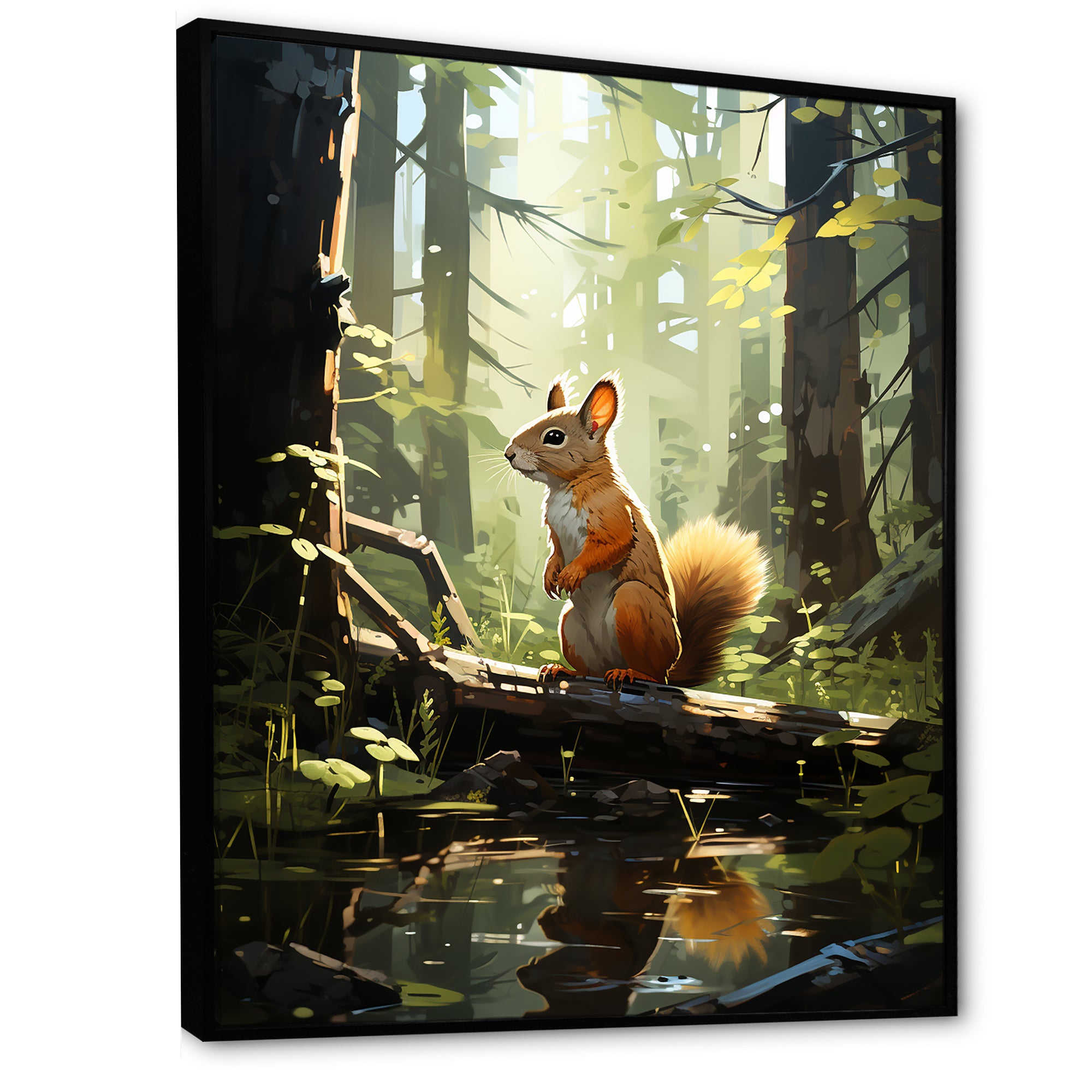 Brown and green squirrel forest acrobat - Brown Squirrel Wall Art