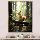 Brown and green squirrel forest acrobat - Brown Squirrel Wall Art