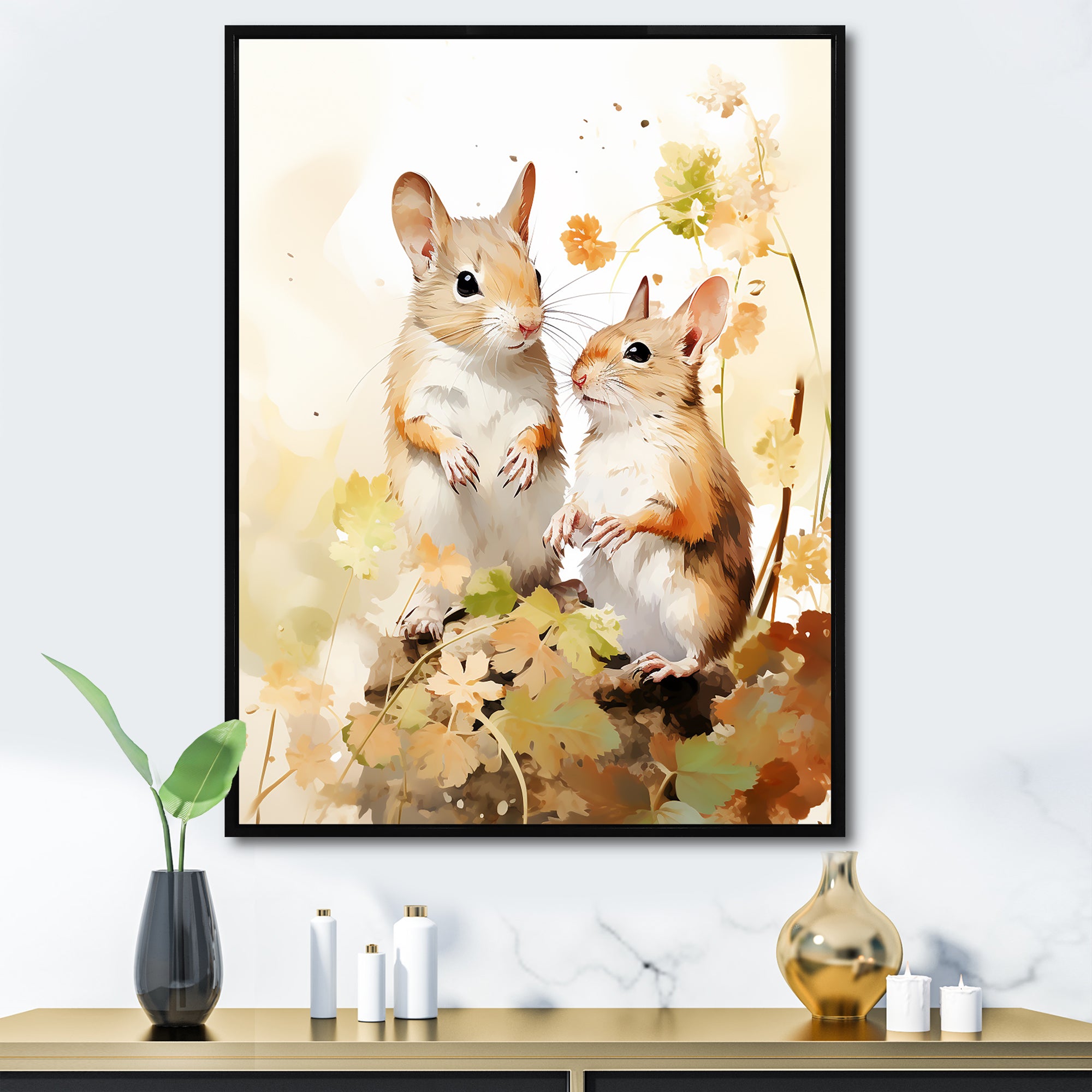 Cute Squirrel Playtime - Squirrel Bedroom Wall Art