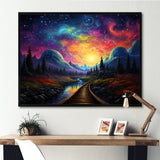 Starry Night Train tracks to the sky I - Train Canvas Wall Art