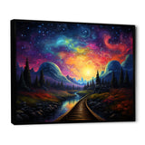 Starry Night Train tracks to the sky I - Train Canvas Wall Art