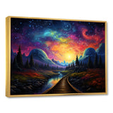 Starry Night Train tracks to the sky I - Train Canvas Wall Art