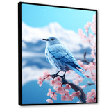 Japan blue bird Frost on pink Thistle - Bird Floral Wall Decor