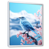 Japan blue bird Frost on pink Thistle - Bird Floral Wall Decor