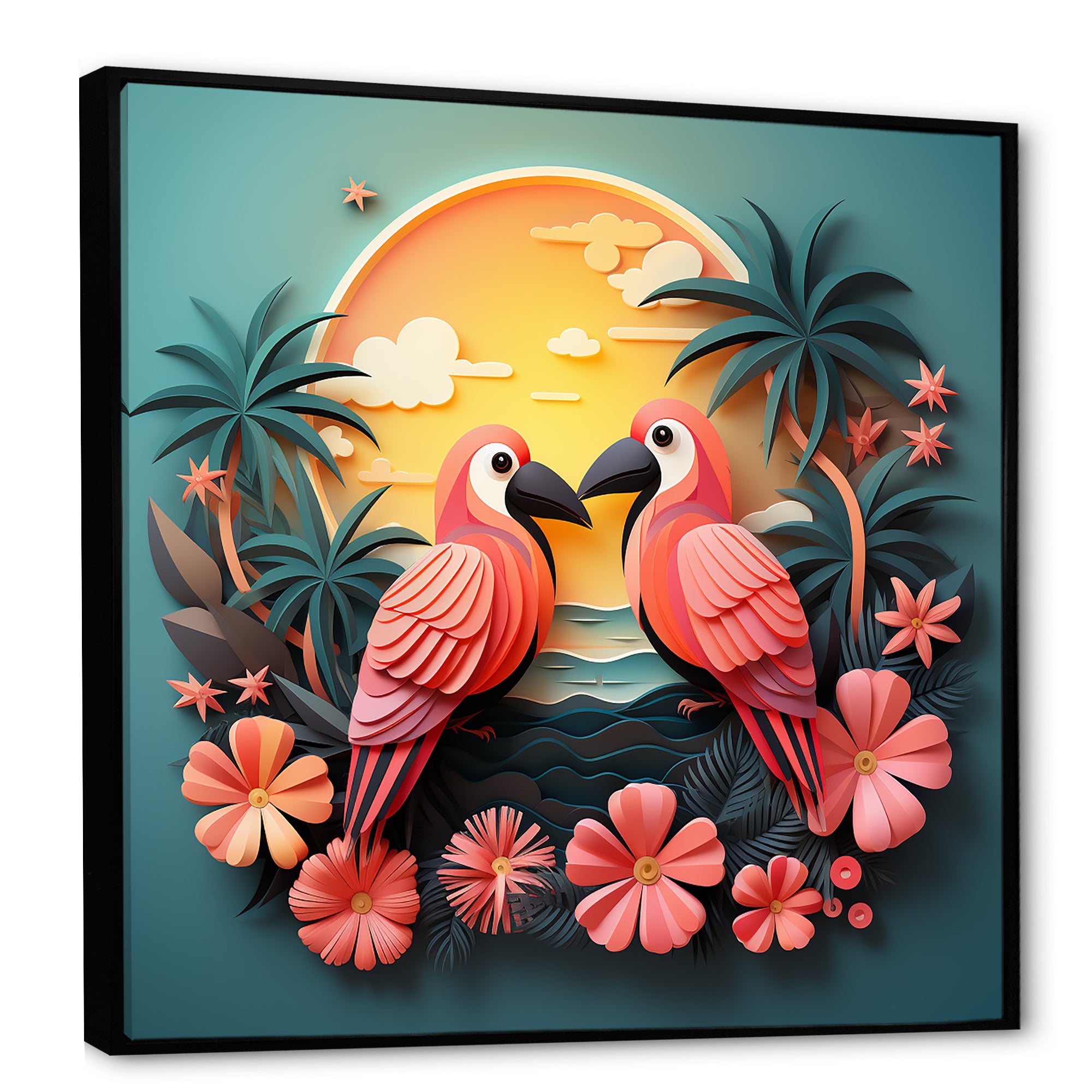 Pink Tropical Toucans - Bird Floral Wall Art Prints