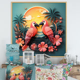 Pink Tropical Toucans - Bird Floral Wall Art Prints