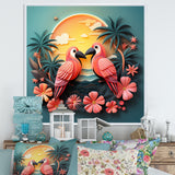 Pink Tropical Toucans - Bird Floral Wall Art Prints