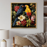 Yellow and blue Tropical Parrots - Blue Parrot Wall Art