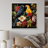 Yellow and blue Tropical Parrots - Blue Parrot Wall Art