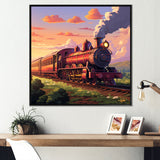 Sunset Train voyage in USA I - Train Canvas Wall Art