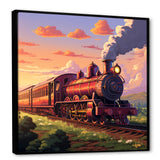 Sunset Train voyage in USA I - Train Canvas Wall Art