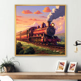 Sunset Train voyage in USA I - Train Canvas Wall Art