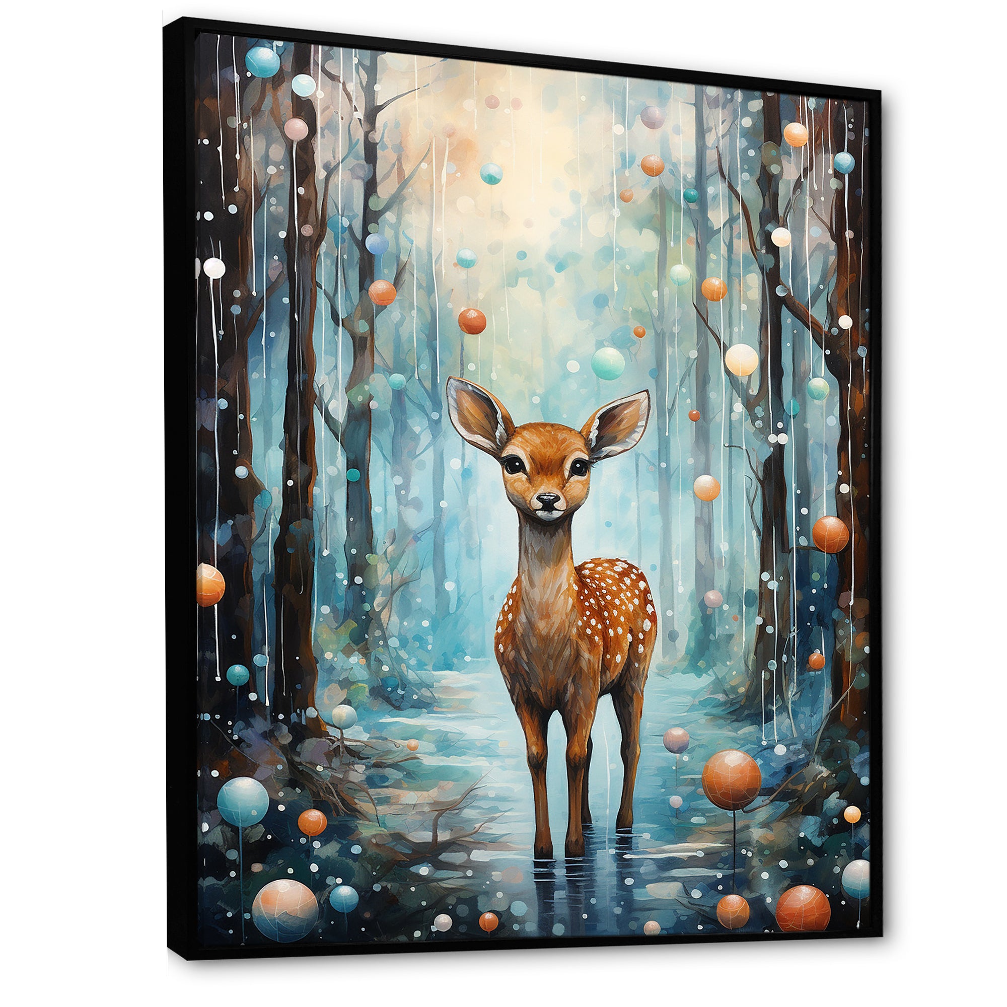 Forest winter children deer - Deer Home Decor Art