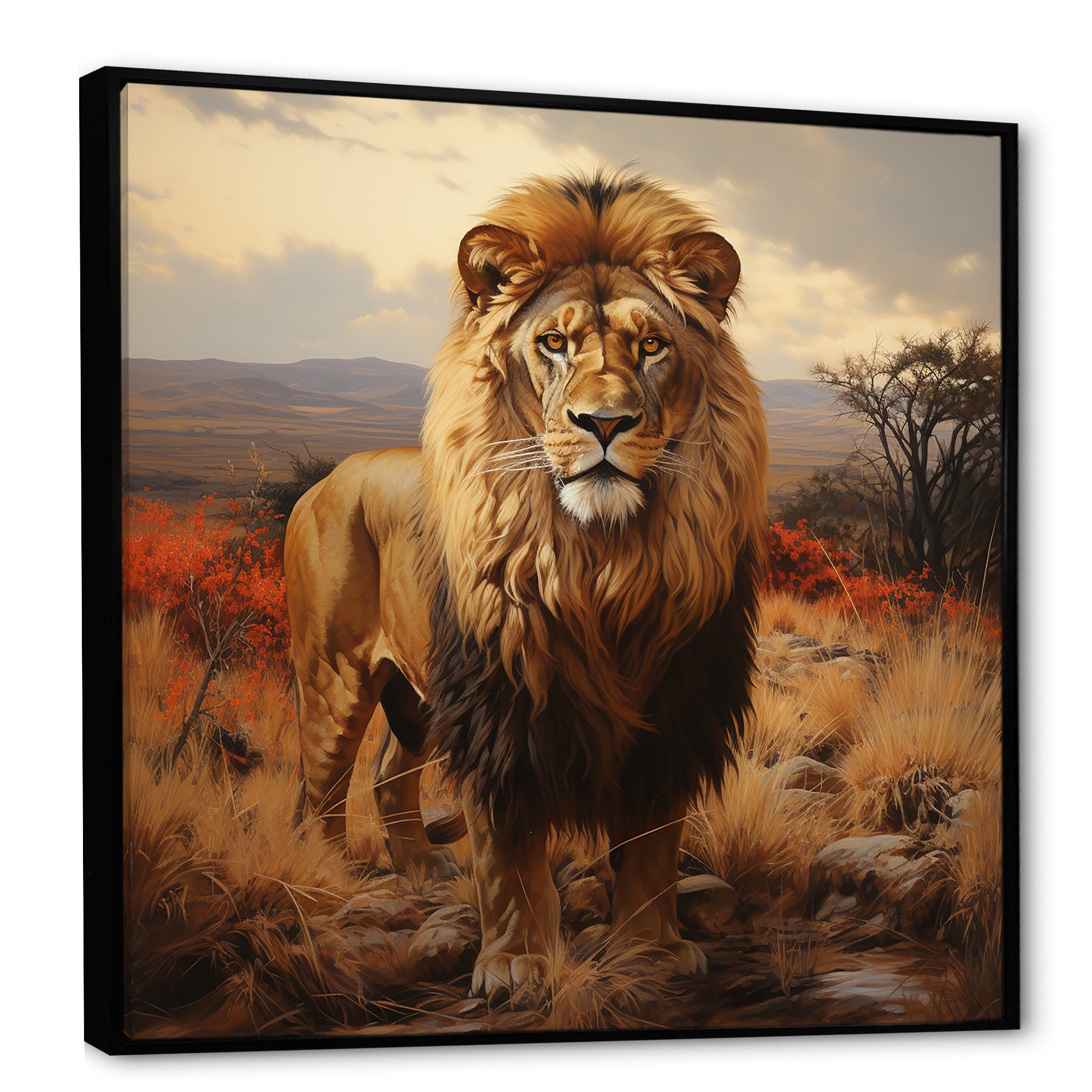 Lions Savannah horizon - Lion Canvas Wall Art